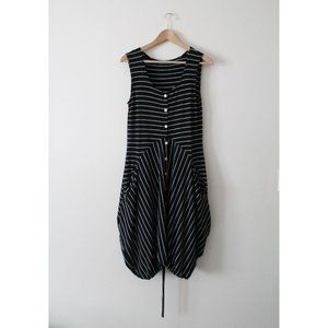 ALEMBIKA Scoop Neck Asymmetric Jersey Stripe Dress White Black Size 2 (US 8-10)